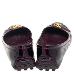 Pre Owned حذاء فلات باليه أكسفورد لوي فيتون جلد لامع عنابي مقاس 37