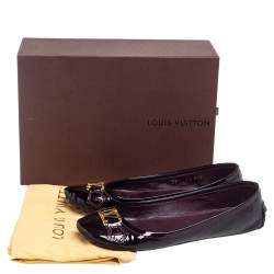 Pre Owned حذاء فلات باليه أكسفورد لوي فيتون جلد لامع عنابي مقاس 37