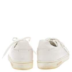 مملوكة مسبقًا Louis Vuitton White Leather Frontrow Logo Embellished Lace Up Sneakers Size 38.5