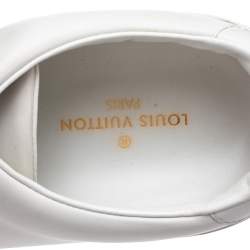مملوكة مسبقًا Louis Vuitton White Leather Frontrow Logo Embellished Lace Up Sneakers Size 38.5