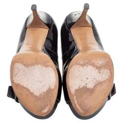 مملوكة مسبقًا Lousi Vuitton Burgundy Patent Leather Monogram Open Toe Pumps Size 39