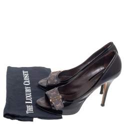 مملوكة مسبقًا Lousi Vuitton Burgundy Patent Leather Monogram Open Toe Pumps Size 39