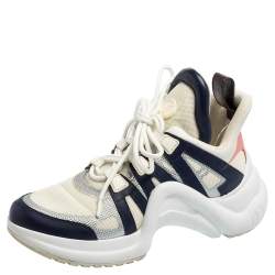 Pre Owned Louis Vuitton Multicolor Mesh And Leather Archlight Low Top Sneakers Size 38.5