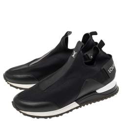 مملوكة مسبقًا Louis Vuitton Black Neoprene And Leather Run Away Slip On Sneakers Size 38