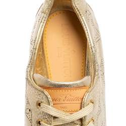 Pre Owned حذاء رياضي لوي فيتون ترينر جلد ذهبي ميتاليك بنقشة مونوغرامي مقاس 40.5