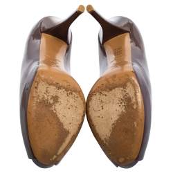 Pre Owned حذاء كعب عالي لوي فيتون أو ريلي! جلد بنفسجي لامع بمقدمة مفتوحة مقاس 40.5