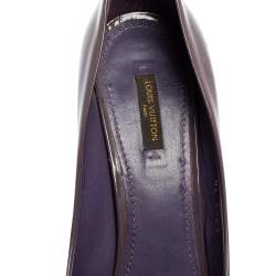 Pre Owned حذاء كعب عالي لوي فيتون أو ريلي! جلد بنفسجي لامع بمقدمة مفتوحة مقاس 40.5