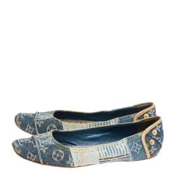 Louis Vuitton Blue Monogram Denim Ballet Flats Size 37
