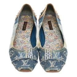 Louis Vuitton Blue Monogram Denim Ballet Flats Size 37