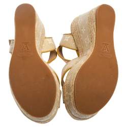 Pre Owned صندل إسبادريل لوي فيتون فورمينتيرا جلد وكانفاس مونوغرامي أصفر/بيج مقاس 38 