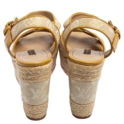 Pre Owned صندل إسبادريل لوي فيتون فورمينتيرا جلد وكانفاس مونوغرامي أصفر/بيج مقاس 38 