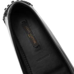 Pre Owned Louis Vuitton Black Patent Leather Logo Embellished Loafer Size 36
