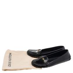 Pre Owned Louis Vuitton Black Patent Leather Logo Embellished Loafer Size 36