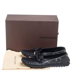 مملوكة مسبقًا Louis Vuitton Black Monogram Leather Gloria Flat Loafers Size 36