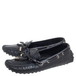 مملوكة مسبقًا Louis Vuitton Black Monogram Leather Gloria Flat Loafers Size 36