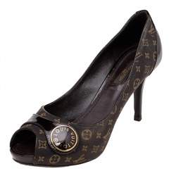 مملوكة مسبقًا Louis Vuitton Monogram Idylle Canvas And Patent Leather Judy Peep Toe Pumps Size 38
