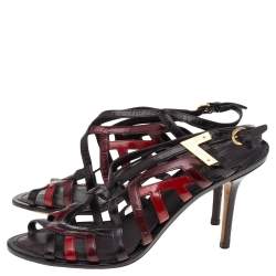 Pre Owned صندل لوي فيتون جلد لامع بني بسيور مقاس 37.5