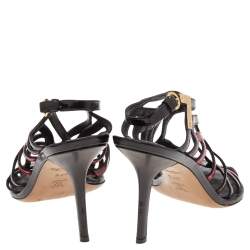 Pre Owned صندل لوي فيتون جلد لامع بني بسيور مقاس 37.5