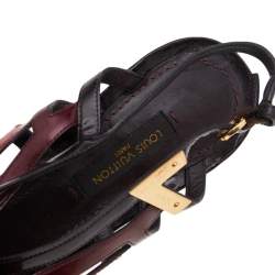 Pre Owned صندل لوي فيتون جلد لامع بني بسيور مقاس 37.5