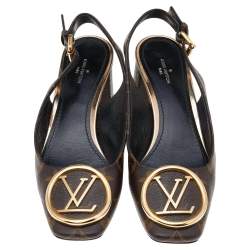 Pre Owned Louis Vuitton Brown Monogram Canvas Madeleine Slingback Pumps Size 37