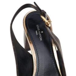Pre Owned Louis Vuitton Brown Monogram Canvas Madeleine Slingback Pumps Size 37