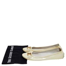 Louis Vuitton Cream Patent Leather Oxford Ballet Flats Size 39.5