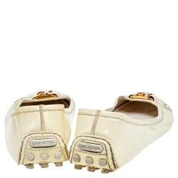 Louis Vuitton Cream Patent Leather Oxford Ballet Flats Size 39.5