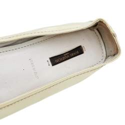 Louis Vuitton Cream Patent Leather Oxford Ballet Flats Size 39.5