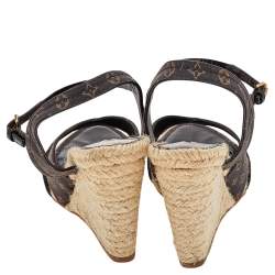 مملوكة مسبقًا  Louise Vuitton Monogram Idylle Canvas Majorca Espadrille Wedge Sandals Size 40.5