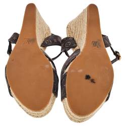 مملوكة مسبقًا  Louise Vuitton Monogram Idylle Canvas Majorca Espadrille Wedge Sandals Size 40.5