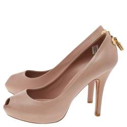 Pre Owned Louis Vuitton Beige Leather Oh Really! Peep Toe Pumps Size 36