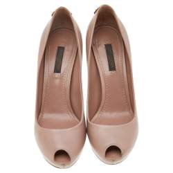 Pre Owned Louis Vuitton Beige Leather Oh Really! Peep Toe Pumps Size 36