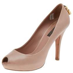 Pre Owned Louis Vuitton Beige Leather Oh Really! Peep Toe Pumps Size 36