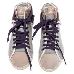 Louis Vuitton Multicolor Monogram Nubuck Leather & Knit Fabric Brea Sneaker Boots Size 36.5