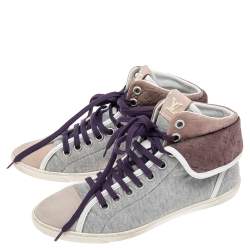 Louis Vuitton Multicolor Monogram Nubuck Leather & Knit Fabric Brea Sneaker Boots Size 36.5