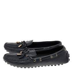 Louis Vuitton Black Monogram Empreinte Leather Gloria Loafers Size 38