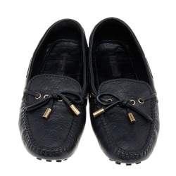 Louis Vuitton Black Monogram Empreinte Leather Gloria Loafers Size 38