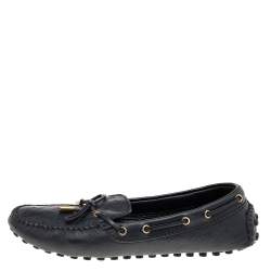 Louis Vuitton Black Monogram Empreinte Leather Gloria Loafers Size 38