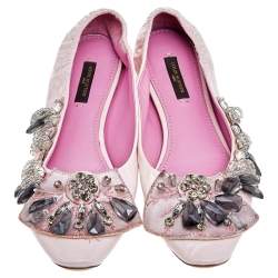 Louis Vuitton Pink Leather Embellished Ballet Flats Size 37.5