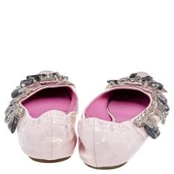 Louis Vuitton Pink Leather Embellished Ballet Flats Size 37.5