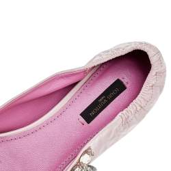 Louis Vuitton Pink Leather Embellished Ballet Flats Size 37.5