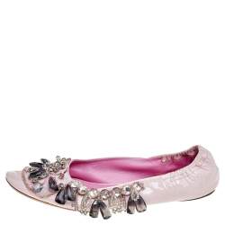 Louis Vuitton Pink Leather Embellished Ballet Flats Size 37.5