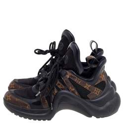 Louis Vuitton Black/Brown Mesh and Monogram Canvas LV Archlight Sneakers Size 38.5