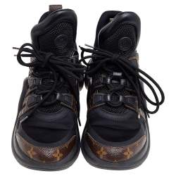 Louis Vuitton Black/Brown Mesh and Monogram Canvas LV Archlight Sneakers Size 38.5