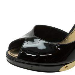 Louis Vuitton Black Patent Peep Toe D'Orsay Pumps Size 36.5