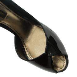 Louis Vuitton Black Patent Peep Toe D'Orsay Pumps Size 36.5