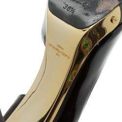 Louis Vuitton Black Patent Peep Toe D'Orsay Pumps Size 36.5