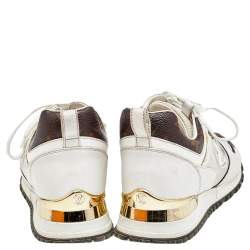Louis Vuitton White/Brown Mesh And Monogram Canvas Run Away Sneakers Size 38