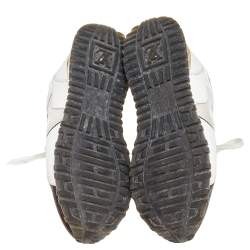Louis Vuitton White/Brown Mesh And Monogram Canvas Run Away Sneakers Size 38