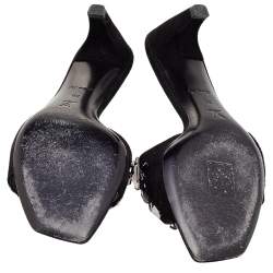 مملوكة مسبقًا Louis Vuitton Black Suede Crystal Embellished Slide Sandals Size 39